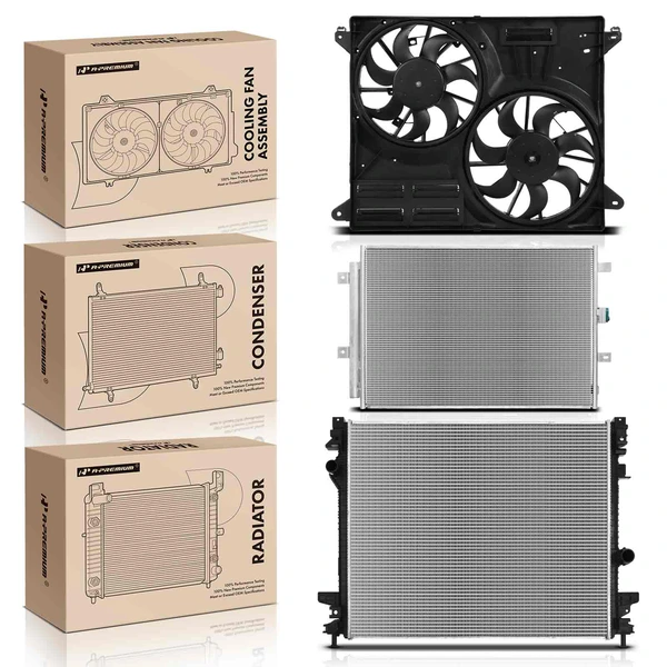 3 Pcs Radiator & AC Condenser & Cooling Fan Kit for Ford Edge 2019-2020 L4 2.0L