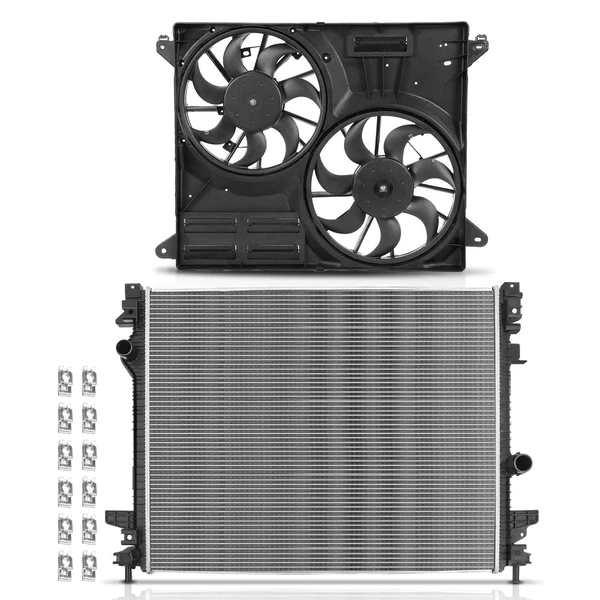 2 Pcs Radiator & Cooling Fan Assembly Kit for Ford Edge Lincoln MKX Nautilus