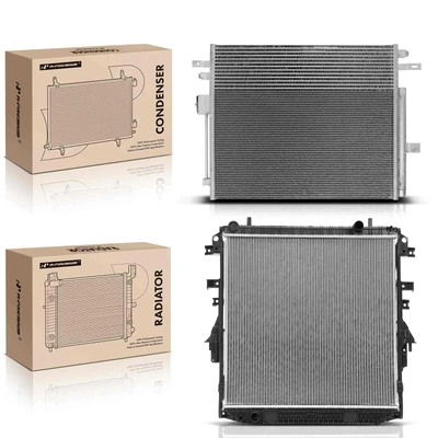 2Pcs Aluminum Radiator & AC Condenser Cooling Kit