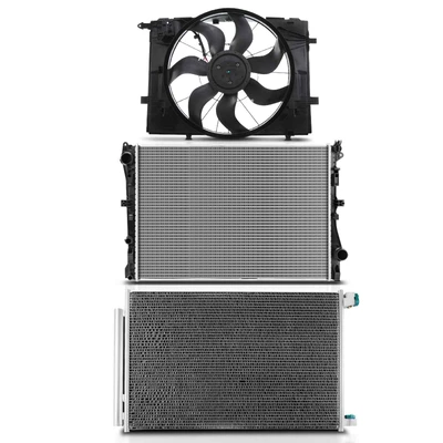 3 Pcs Radiator & AC Condenser & Cooling Fan Kit