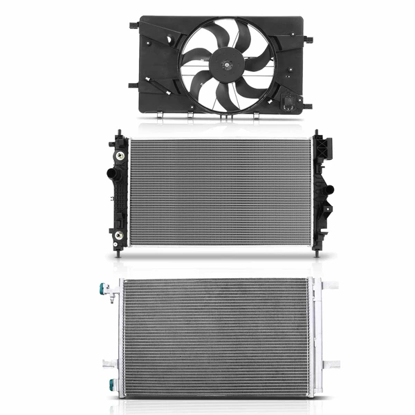 3 Pcs Radiator & AC Condenser & Cooling Fan Kit for Chevrolet Cruze Cruze Limited