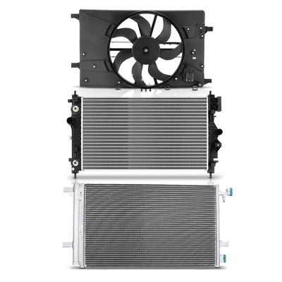3 Pcs Radiator & AC Condenser & Cooling Fan Kit