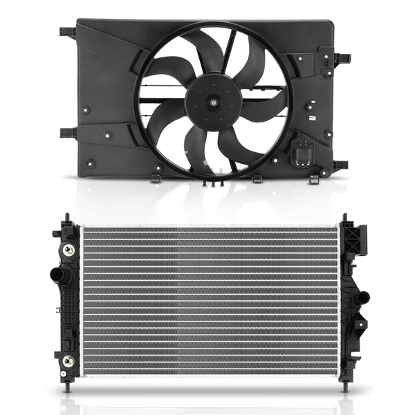 2 Pcs Radiator & Cooling Fan Assembly Kit for Chevrolet Cruze 2014 Automatic
