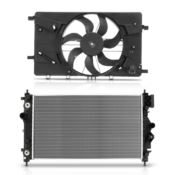 2 Pcs Radiator & Cooling Fan Assembly Kit for Chevrolet Cruze 2014 L4 1.8L