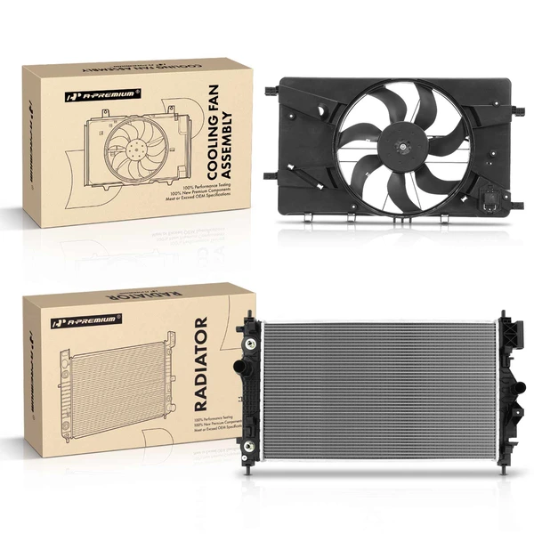 2 Pcs Radiator & Cooling Fan Assembly Kit for Chevrolet Cruze 2014 L4 1.8L