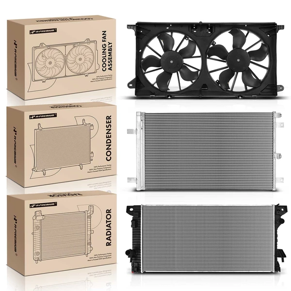 3 Pcs Radiator & AC Condenser & Cooling Fan Kit for Ford F-150 2015-2019