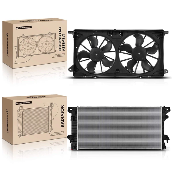 2 Pcs Radiator & Cooling Fan Assembly Kit for Ford F-150 2015-2020 3.5L 2.7L 5.0L