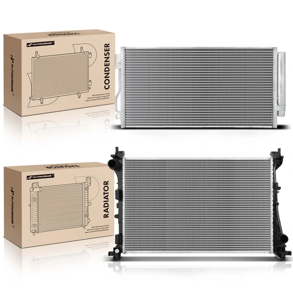 Radiator & AC Condenser Cooling Kit for Fiat 500L 2014-2019 1.4L