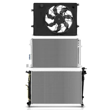 3 Pcs Radiator & AC Condenser & Cooling Fan Kit for 2016-2018 Kia Sorento