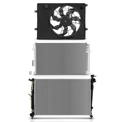 3 Pcs Radiator & AC Condenser & Cooling Fan Kit