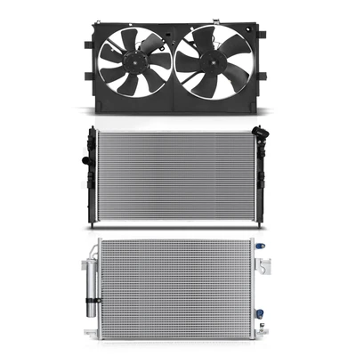 3 Pcs Radiator & AC Condenser & Cooling Fan Kit