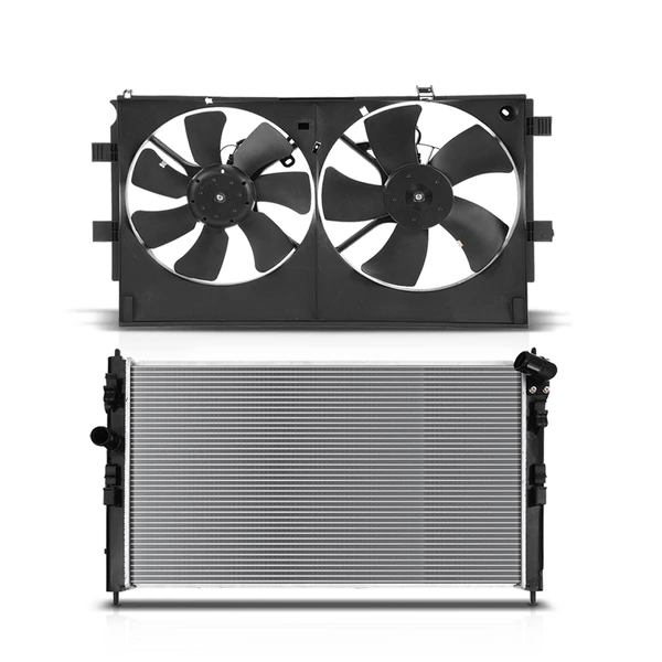 2 Pcs Radiator & Cooling Fan Assembly Kit for Mitsubishi Lancer 2014-2017 RVR