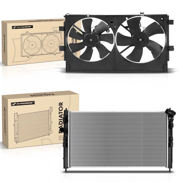 2 Pcs Radiator & Cooling Fan Assembly Kit for Mitsubishi Lancer 2014-2017 RVR