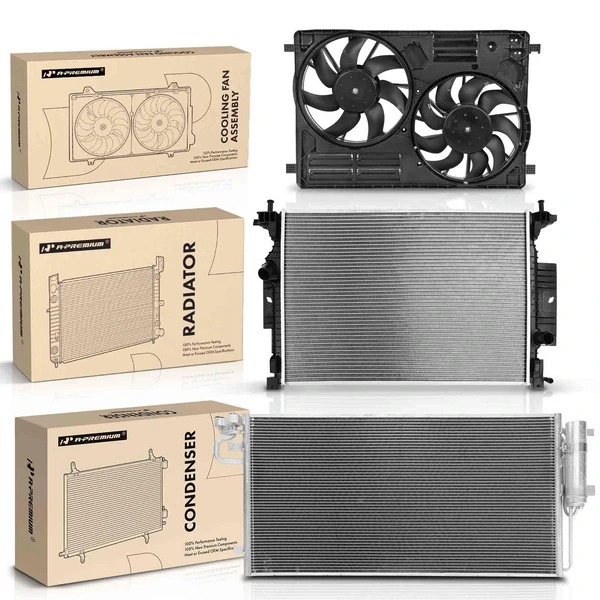 3 Pcs Radiator & AC Condenser & Cooling Fan Kit for Lincoln MKC 15-18 Ford Escape