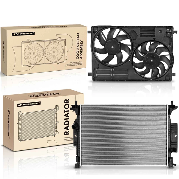 2 Pcs Radiator & Cooling Fan Assembly Kit for Ford Escape 2017-2019 Lincoln MKC 2015-2018