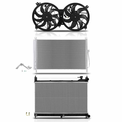 3 Pcs Radiator & AC Condenser & Cooling Fan Kit
