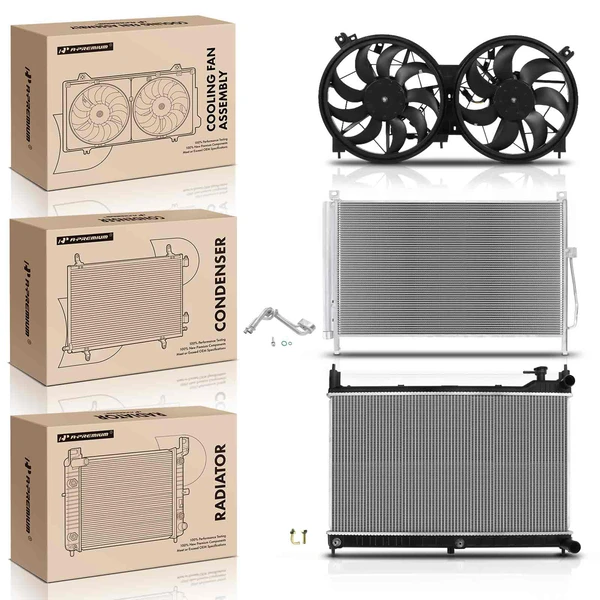 3 Pcs Radiator & AC Condenser & Cooling Fan Kit for Nissan Murano 2015-2019 V6 3.5L