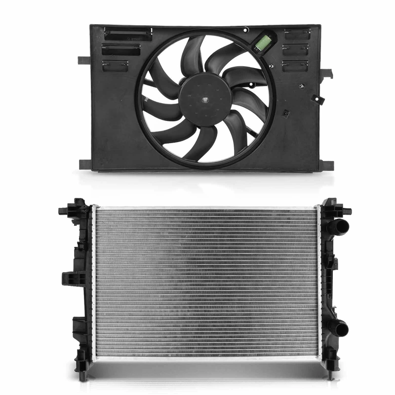 2 Pcs Radiator & Cooling Fan Assembly Kit for Jeep Renegade 2015-2018 Fiat 500X 2016-2018