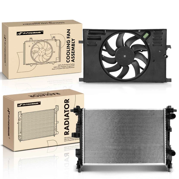 2 Pcs Radiator & Cooling Fan Assembly Kit for Jeep Renegade 2015-2018 Fiat 500X 2016-2018