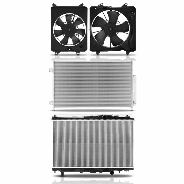 4 Pcs Radiator & AC Condenser & Cooling Fan Kit for Honda HR-V L4 1.8L 2016-2020