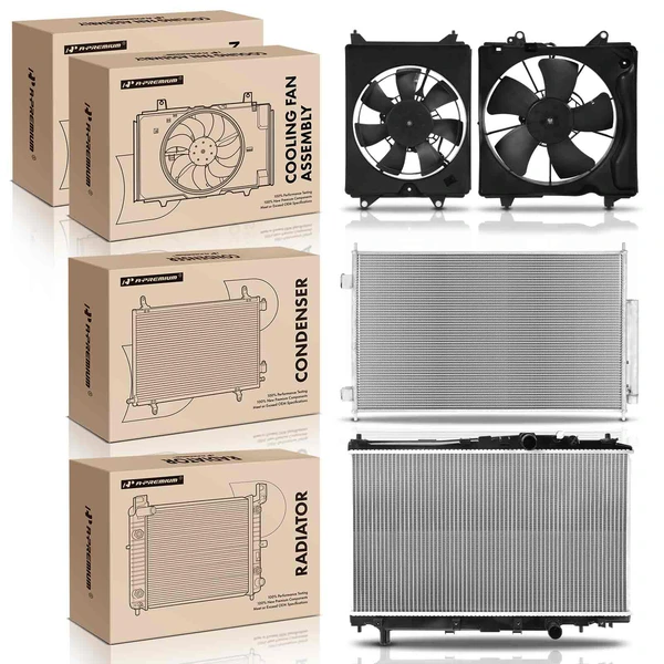 4 Pcs Radiator & AC Condenser & Cooling Fan Kit for Honda HR-V L4 1.8L 2016-2020
