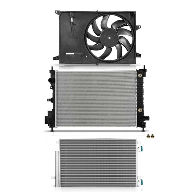 3 Pcs Radiator & AC Condenser & Cooling Fan Kit
