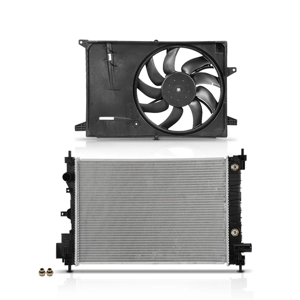 2 Pcs Radiator & Cooling Fan Assembly Kit for 2016-2020 Chevrolet Spark