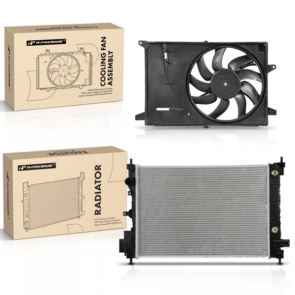 2 Pcs Radiator & Cooling Fan Assembly Kit for Chevrolet Spark 2016-2022 L4 1.4L Hatchback
