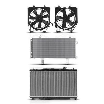 4 Pcs Radiator & AC Condenser & Cooling Fan Kit