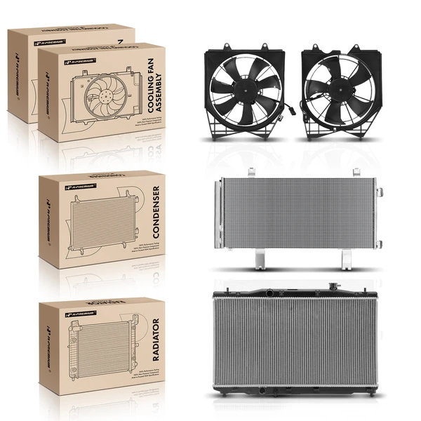 4 Pcs Radiator & AC Condenser & Cooling Fan Kit for Honda Accord 2018-2022 L4 1.5L 2.0L