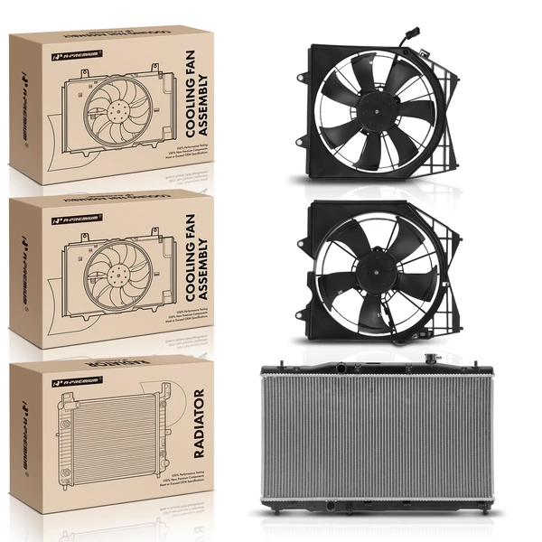 3 Pcs Radiator & Cooling Fan Assembly Kit for Honda Accord 2018-2022 L4 1.5L 2.0L