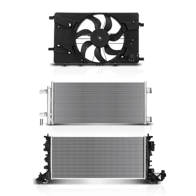 3 Pcs Radiator & AC Condenser & Cooling Fan Kit