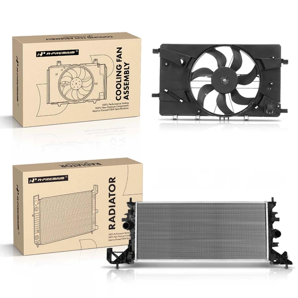 2 Pcs Radiator & Cooling Fan Assembly Kit for Chevrolet Cruze 2016 L4 1.4L