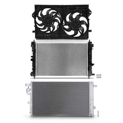 3 Pcs Radiator & AC Condenser & Cooling Fan Kit