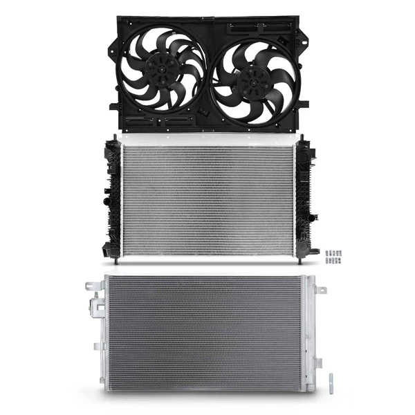 3 Pcs Radiator & AC Condenser & Cooling Fan Kit for Buick Envision 2016-2019 L4 2.0L