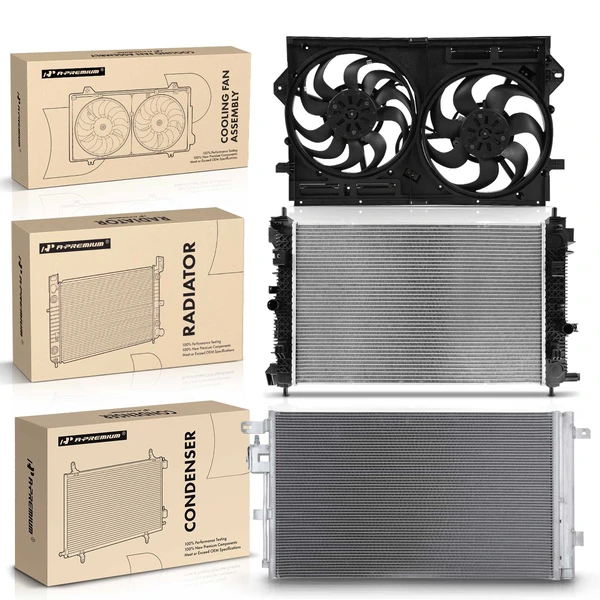 3 Pcs Radiator & AC Condenser & Cooling Fan Kit for Buick Envision 2016-2019 L4 2.0L