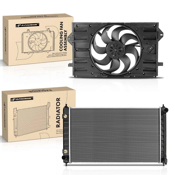 2 Pcs Radiator & Cooling Fan Assembly Kit for Buick Envision 2017-2020 L4 2.5L