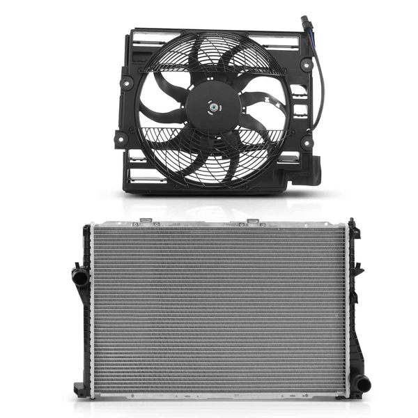 2 Pcs Radiator & Cooling Fan Assembly Kit for BMW 525i 528i 530i 540i