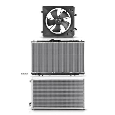 3 Pcs Radiator & AC Condenser & Cooling Fan Kit