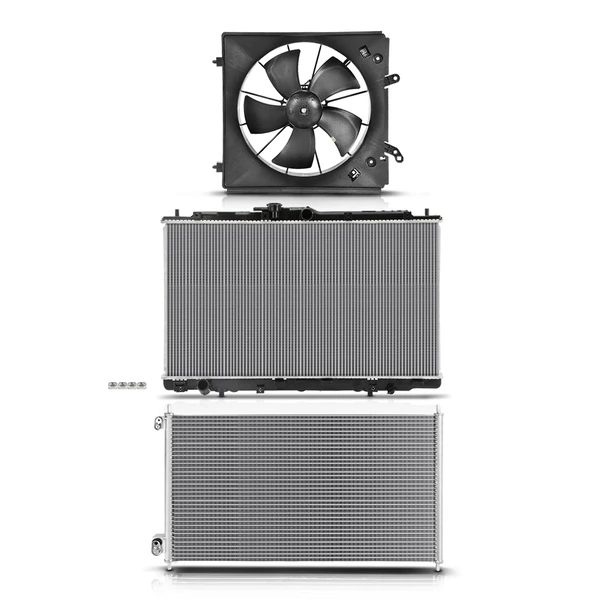 3 Pcs Radiator & AC Condenser & Cooling Fan Kit for 2001-2003 Acura CL