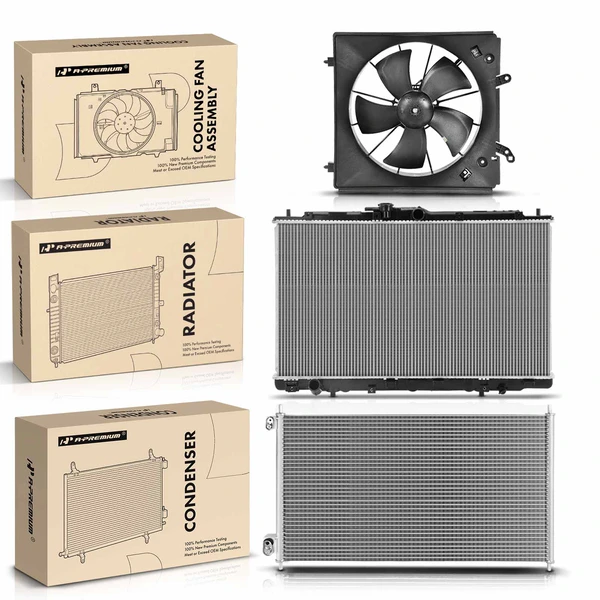 3 Pcs Radiator & AC Condenser & Cooling Fan Kit for Acura CL 2001-2003 TL 2002-2003 3.2L