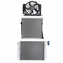 3 Pcs Radiator & AC Condenser & Cooling Fan Kit for 2001-2006 BMW X5
