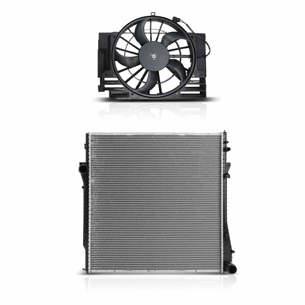 2 Pcs Radiator & Cooling Fan Assembly Kit for BMW X5 E53 4.4L 4.6L 4.8L