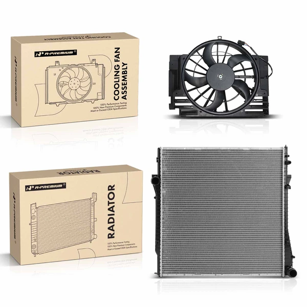 2 Pcs Radiator & Cooling Fan Assembly Kit for BMW X5 E53 4.4L 4.6L 4.8L