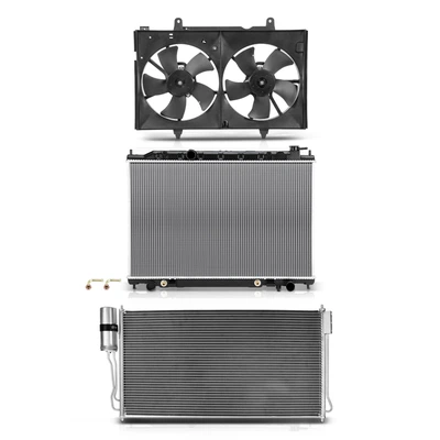 3 Pcs Radiator & AC Condenser & Cooling Fan Kit