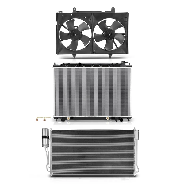 3 Pcs Radiator & AC Condenser & Cooling Fan Kit for Nissan Quest 2004-2009 V6 3.5L