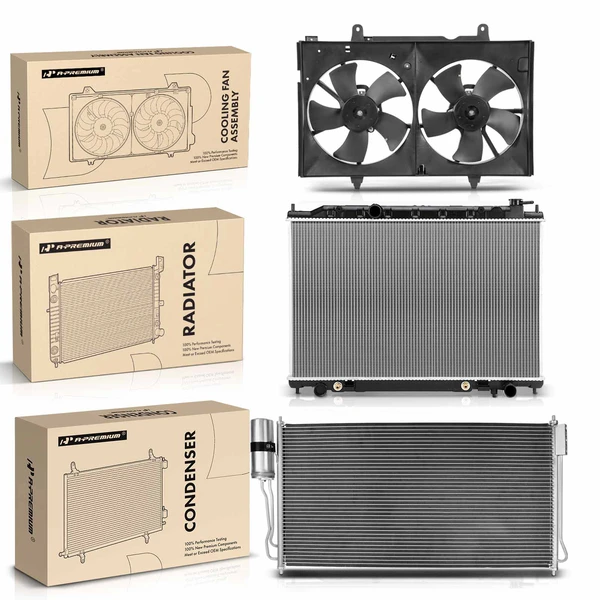 3 Pcs Radiator & AC Condenser & Cooling Fan Kit for Nissan Quest 2004-2009 V6 3.5L