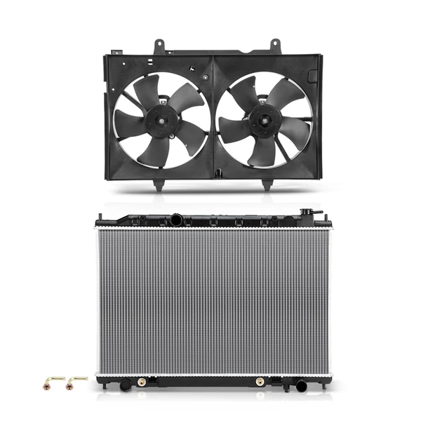 2 Pcs Radiator & Cooling Fan Assembly Kit for Nissan Quest 2004-2009 3.5L V6