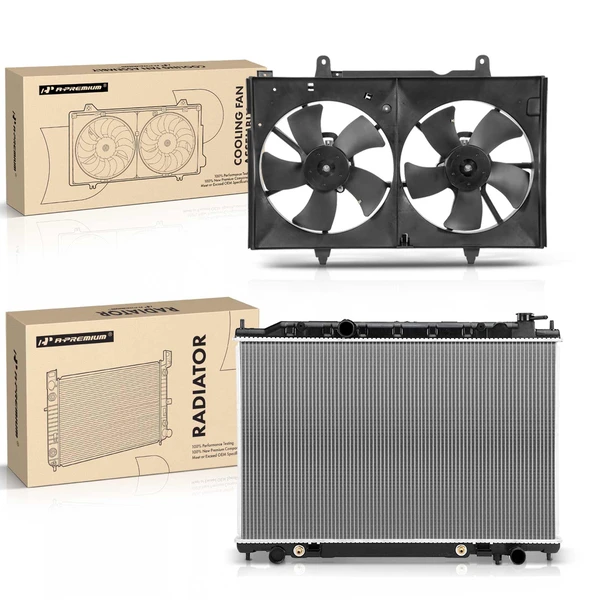 2 Pcs Radiator & Cooling Fan Assembly Kit for Nissan Quest 2004-2009 3.5L V6
