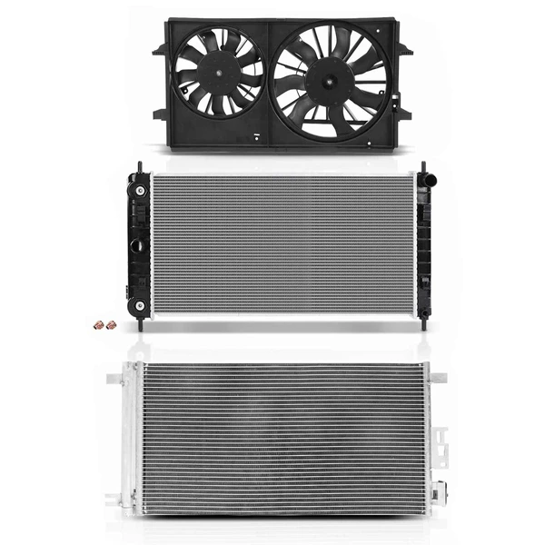 3 Pcs Radiator & AC Condenser & Cooling Fan Kit for Chevrolet Malibu 2004-2008 2.2L